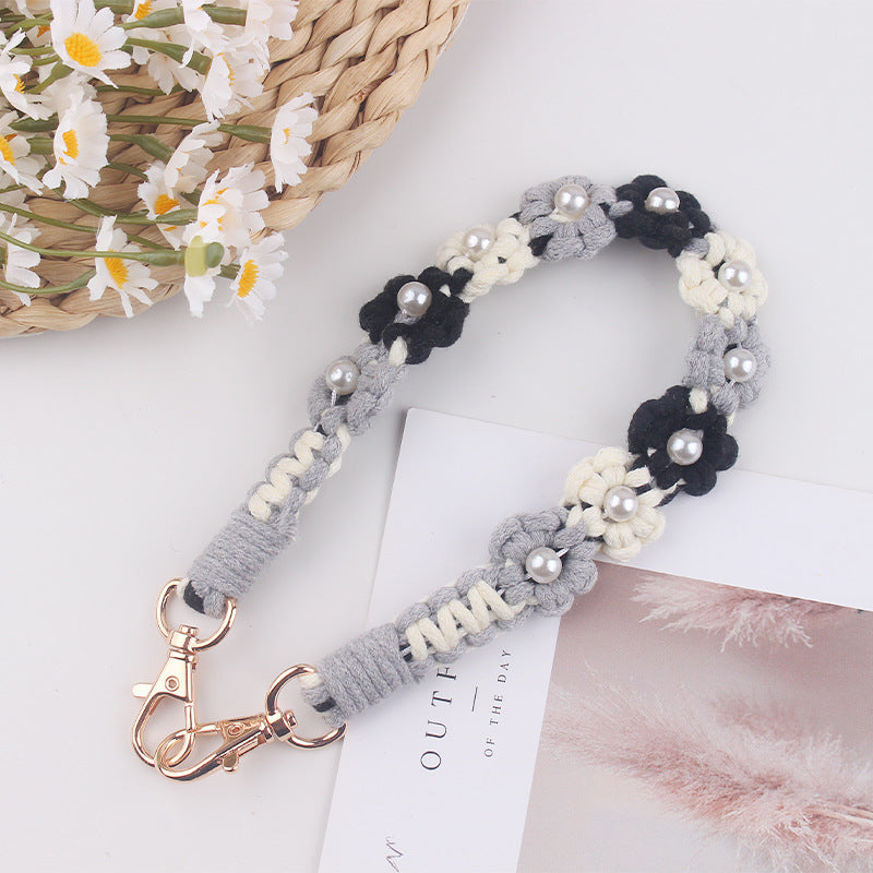 Wholesale Creative hand-woven daisy pearl water cup cup sleeve cup rope